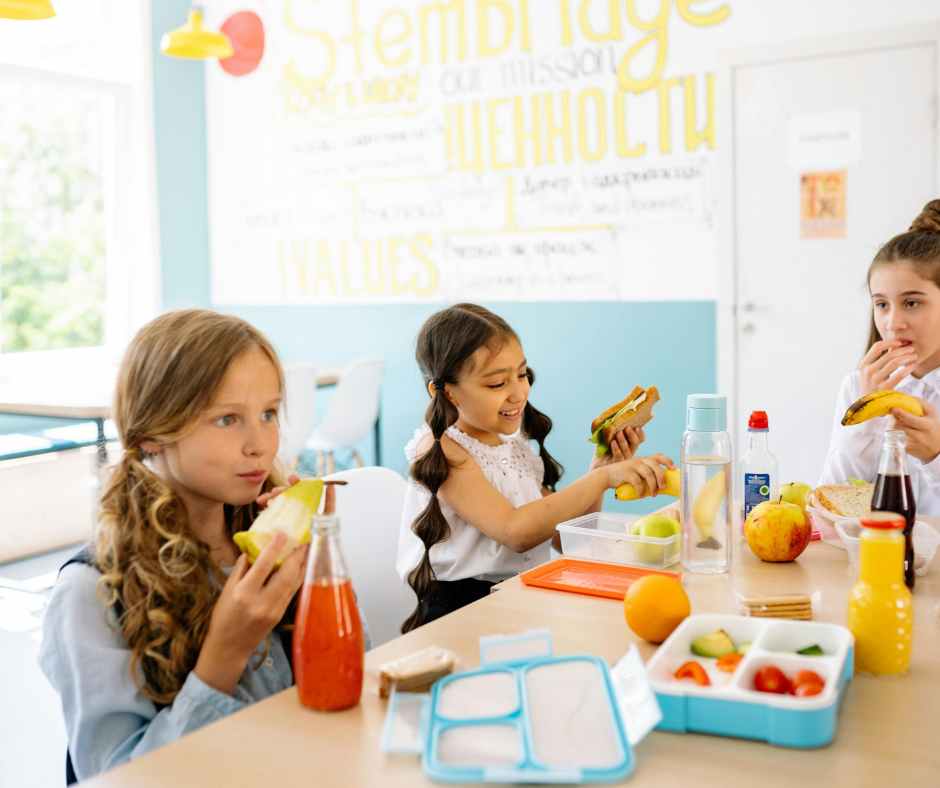 Healthy school lunchbox packed with fruits, veggies, whole grains, and protein-rich foods – perfect for kids.