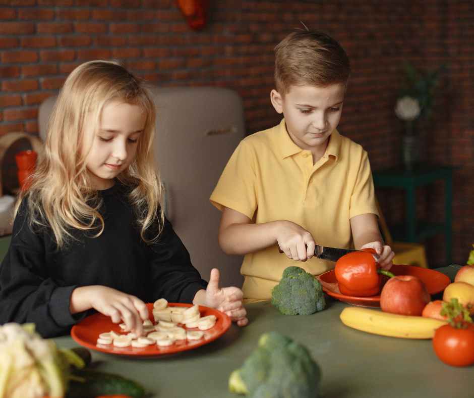 A colorful plant-based meal for children with Vegetarian & Vegan Diets for Kids