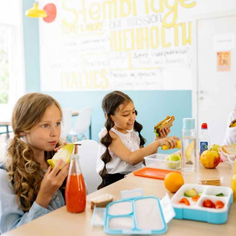 Healthy school lunchbox packed with fruits, veggies, whole grains, and protein-rich foods – perfect for kids.