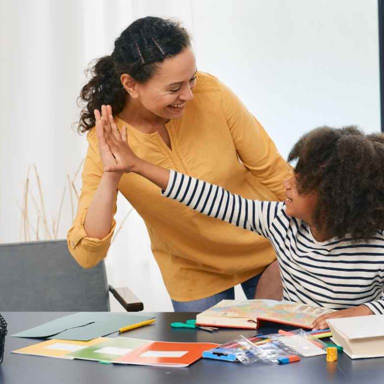Calm parent cuddling with their child on the couch, showing emotional connection and the power of a positive home mood, Parental Mental Health